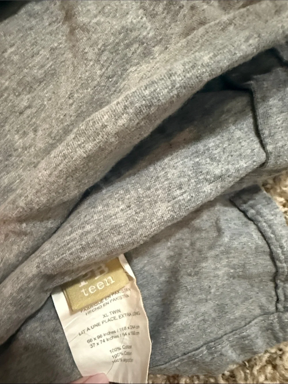 Pottery Barn Teen heathered Gray Jersey (favorite tee) sheet set - twin xl